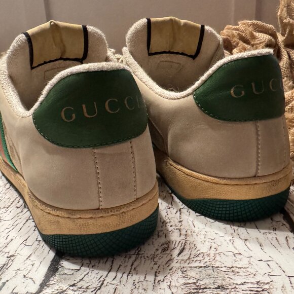 Men's Gucci Sneakers Vintage Style Green Cream Monogram - Picture 6 of 8